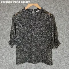 Ehyphen world gallery 花柄半袖ブラウス フリルネック Fサイズ