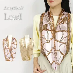 スカーフで冬華やぐ・日本製 横浜シルク KINUWA ループストール サテン シフォン シルク100% リード柄 5298