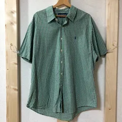 RALPH LAUREN/ラルフローレン CUSTOMFIT 半袖シャツ 90's  ポニーワンポイント刺繍 チェック柄 ギムガムチェックシャツ vintage メンズ XXL
