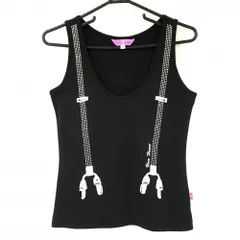 ★特価★ビバハート ノースリーブポロシャツ 黒 ラインストーン サスペンダープリント  レディース 40(M) ゴルフウェア VIVA HEART