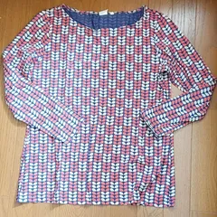 ユニクロ 長袖Tシャツ ボートネック 柄物