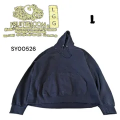 フルーツオブザルーム古着無地スウェットフーディパーカーLネイビー