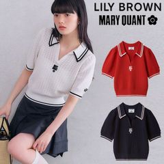 【爆速配送】【即納】 リリーブラウン LILY BROWN トップス 25夏 【LILY BROWN×MARY QUANT】シアーポロニットトップス 半袖 クロップド丈 マリクワ コラボ lwnt254013