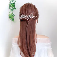 【シルバー】パール 小枝ピン ヘッドアクセサリー 結婚式 小枝アクセサリー