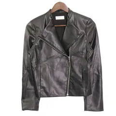 index インデックス 秋冬 フェイク レザー★ ライダース ジャケット ブルゾン Sz.M　レディース 黒