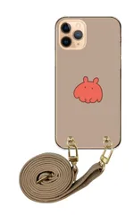 Galaxy S21 5G SC-51B SCG09 ギャラクシーS21 スマホケース スマホショルダー メンダコ ワンポイント レッド かわいい レザーベルト ストラップ 調節可能 130cm  カラー02