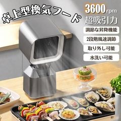【新品未使用】卓上レンジフード 卓上換気扇 焼肉用吸煙機 強力吸引 2段階風量調節 移動式 静音設計 二重フィルター 家庭用調理家電