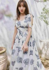 Sunflower-Printed Midi Dress Sサイズ herlipto ハーリップトゥ pearl white