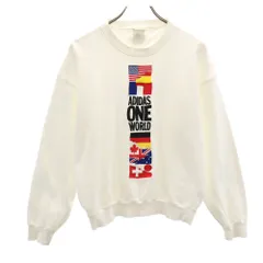 アディダス 80s デサント製 ヴィンテージ 長袖 スウェット トレーナー M ホワイト adidas メンズ 古着 【240415】