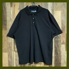 メンズ 2XL 無地 シンプル ブラック パフォーマンス 古着 半袖 ポロシャツ