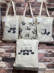 送料無料！メチャ可愛い！パンダキャンパスハンプトートバッグ《Ｃ柄》(画像から)１個