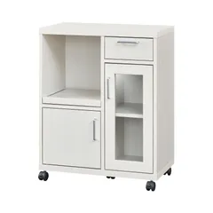 FUL-8065SLWH 幅63.1×奥行35.6×高さ80cm ベーシックデザイン 白木目 ホワイト 一人暮らしの部屋や狭いスペースにぴったりサイズ 同シリーズで組み合わせ自由自在 レンジ台 食器棚 カウンターワゴン 白井産業(Shirai)