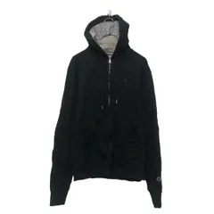 Champion プリント スウェット パーカー チャンピオン M ブラック フルジップ プルオーバー 古着卸 アメリカ仕入 a605-6657