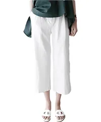 [Four leaf] クロップドパンツ レディース ワイド 七分丈 スカンツ 夏 きれいめ 無地 WT-2XL [ホワイト] [2XL]
