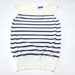 ブルーレーベル クレストブリッジ ボーダー レース カットソー ホワイト×ネイビー 36サイズ BLUE LABEL