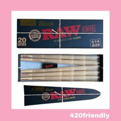 正規品 "RAW" Black Pre Rolled Cones / Black プレロールコーン - 20 個(1¼size)