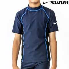 【新品・特価】NIKE　ジュニア　ラッシュガード　ショートスリーブ　UV　1991070 　紺　ネイビー　ブルー　青　ナイキ　半袖　水着