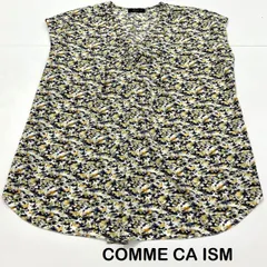 【COMME CA ISM/コムサイズム】カットソー 総柄 カモフラ柄 迷彩柄 Vネック Ｔシャツ 袖なし ノースリーブ(中古)
