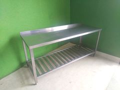 【クロムステン】バックガード付き作業台 1700mm×600mm スノコ棚■調理台・コンロ台■C-1505