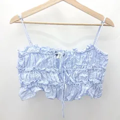 ◇ ⊂ ZARA ザラ フリル 袖なし キャミソール サイズS ブルー系 レディース E  【1503050043120】
