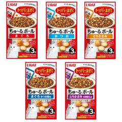 【5袋】5種類×1袋 いなば トッパーまぜて ちゅーるボール まぐろ・かつお・とりささみ ちゅ～るボール 猫のおやつ