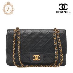 CHANEL シャネル   チェーンショルダーバッグ  マトラッセ  ダブルフラップ 25cm ラムスキン  黒 （ゴールド金具） レディース バッグ レディース【中古】【送料無料】