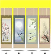 掛け軸-四季花鳥（四季揃）／清水玄澄（尺五）花鳥画掛軸・送料無料掛け軸 掛け軸を床の間に飾る、掛軸は和みの日本美、掛け軸で演出する A6-20ABCD