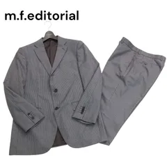 m.f.editorial タカキュー 通年 総裏★ イージーケア ストライプ セットアップ スーツ Sz.A7 メンズ グレー ビジネス