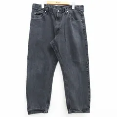 W37/古着 ラングラー ジーンズ メンズ コットン 黒 ブラック デニム 25mar26 中古 ボトムス ジーパン Gパン ロング パンツ