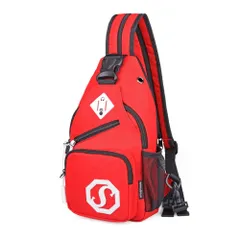 レッド [Nob.Yi] ボディバッグ メンズ リュック レディース 2way 斜めがけ ワンショルダー iPad収納 左右掛け カジュアル 通勤 通学 サイクリング ハイキング 可愛い 多機能バッグ (レッド)