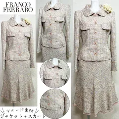 ✨美品✨フランコフェラーロ　スカートスーツ　セレモニー　ツイード　丸襟　濃紺　L 楽天市場】フランコフェラーロ（スーツ・セットアップ