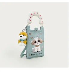 バッグ 小犬柄 可愛い ミニサイズ キーケース付き 手提げ ショッピングバッグ M250529-15