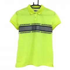 ジャックバニー 半袖ポロシャツ 蛍光イエロー×グレー 胸元ロゴ＆ライン レディース 2(L) ゴルフウェア Jack Bunny