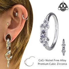 ワンタッチピアス 輝く 16G rectangle トリニティ ジルコニアピアス クリッカー 金属アレルギー対応 つけっぱなし ダイス 軟骨ピアス セプタム トラガス ボディピアス