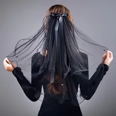 べール ウエディングべール ブライダル 結婚式 花嫁 ウエディング小物 ブライダル用品 ショート丈 ミドル フェイスアップ エレガント おしゃれ 教会 海外 挙式 リゾート チャペル マリア リボン 二次会 披露宴 撮影 前撮り 黒 旅行 小物