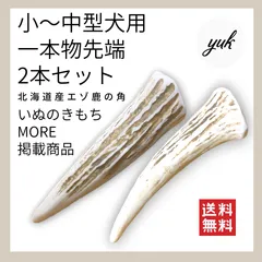 【送料無料】小〜中型犬用　一本物　先端　2本セット　エゾ鹿の角　犬のおもちゃ　鹿の骨　C
