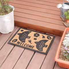 ラバーコイヤーマット【バード】welcome 可愛い インテリアマット 玄関 テラス ベランダ フロアマット