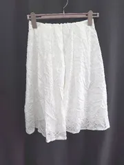 ◇ ◎ ●未使用● ⊂ Te chichi テチチ レース ギャザー 膝丈 台形 スカート サイズM オフホワイト レディース E  【1410230008629】