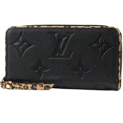 LOUIS VUITTON/ルイ ヴィトン　ジッピー ウォレット（ラウンド長財布）　モノグラム アンプラント レザー×アニマル プリント　ノワール（ブラック）×レオパード　M80680【良品】