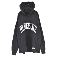 BLUE BLUE (ブルーブルー) ロゴプリント スウェット パーカー ネイビーのサムネイル