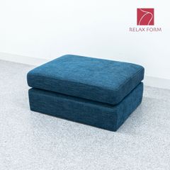 【中古品】RELAXFORM リラックスフォーム KATIE ケイティ オットマン スクエア クッション ファブリック ブルー