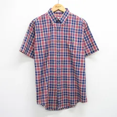 XL/古着 アロー 半袖 シャツ メンズ 80s 紺他 ネイビー チェック 25aug09 中古 トップス