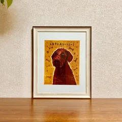 新品☆額縁付アートポスター☆犬の絵☆Chocolate Labradoodle☆チョコーレートラブ☆インテリア☆動物病院／店舗様必見◆壁掛け☆104