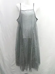 ◇ ⊂ ROPE PICNIC ロゴプリント チュール ロング丈 ワンピース サイズ38 ダークグレー ホワイト レディース E  【1501160014849】