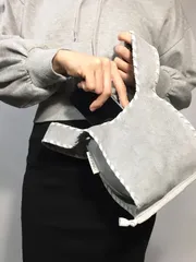 本革ミニバッグ【ライトグレー】レザースウェード