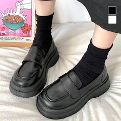 厚底ソフトローファー レディース シューズ 韓国ファッション 10代 20代 30代 オフィスカジュアル シンプル スクール ボリュームソール 歩きやすい