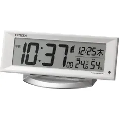 リズム(RHYTHM) シチズン 置き時計 目覚まし時計 電波時計 デジタル ライト 温度 湿度 カレンダー 白 8.8x20.9x6.5cm 8RZ202-003