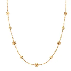 【ゴールド×ワンサイズ】[Cream dot. クリームドット公式] ネックレス レディース ステンレス製 金属アレルギー つけっぱなし サージカルステンレス ショート チェーン メタルボール 艶 フラワー ステーション  のサムネイル