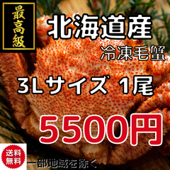 北海道産　冷凍　ボイル毛蟹　およそ500g前後　一尾
