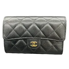 未使用品 CHANEL シャネル マトラッセ クラシック ミディアム フラップ ウォレット 三つ折り財布 キャビアスキン AP0232 ゴールド金具 ブラック タイムレス シャネル財布 展示品相当 極美品 SAランク 中古 鑑定済